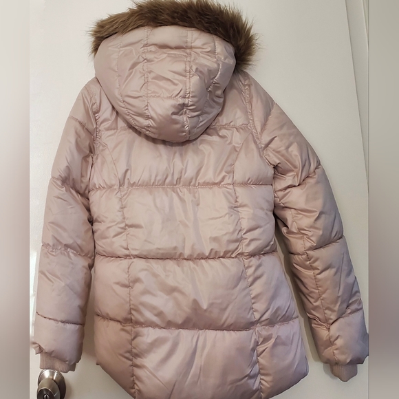 Old Navy Girls Faux Fur Hood Long Sleeve Parka Jacket Light Rose Gold Size 8 - Picture 3 of 5